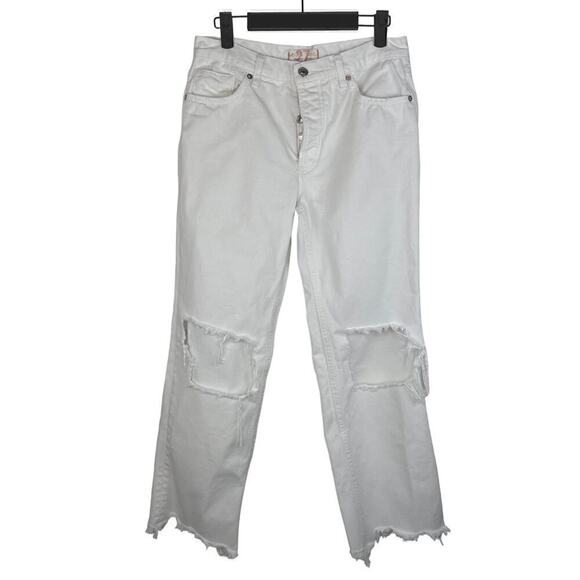 Free People x REVOLVE Maggie Mid Rise Button Fly Straight Jeans Size 27 White - Picture 2 of 9